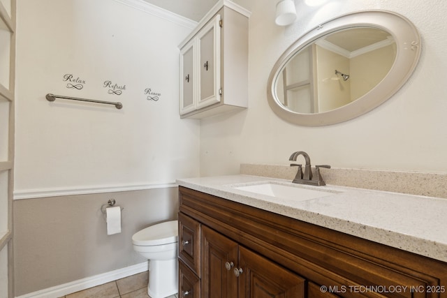 8202 S Ash Pl, Broken Arrow, OK 74011 - bathroom featuring vanity, tile patterned floors, and ornamental molding