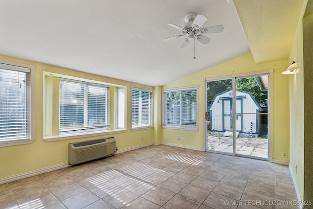 8202 S Ash Pl, Broken Arrow, OK 74011 - unfurnished sunroom with vaulted ceiling and a wall mounted AC