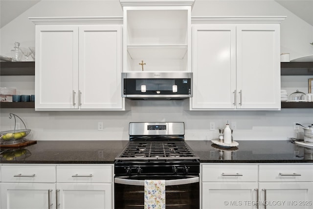 3117 W Winston St, Broken Arrow, OK 74011 - kitchen with open shelves, stainless steel appliances, and white cabinets