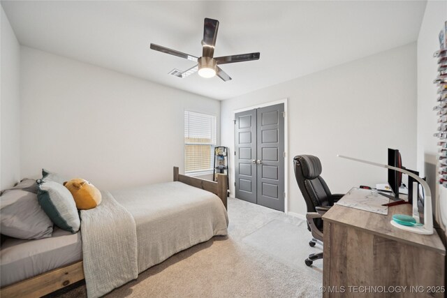 3117 W Winston St, Broken Arrow, OK 74011 - carpeted bedroom with a ceiling fan, a closet, and an office area