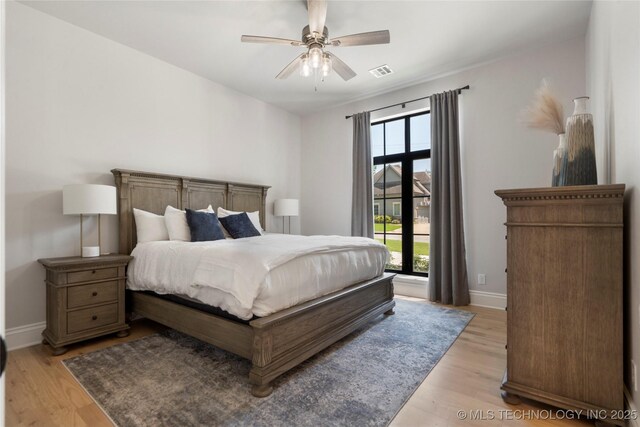 3207 E 44th St, Tulsa, OK 74105 - bedroom featuring light wood-style flooring and ceiling fan
