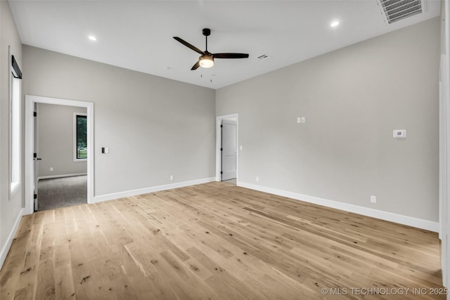 6364 N Blue Sage Dr, Owasso, OK 74055 - spare room featuring ceiling fan, light wood finished floors, and recessed lighting