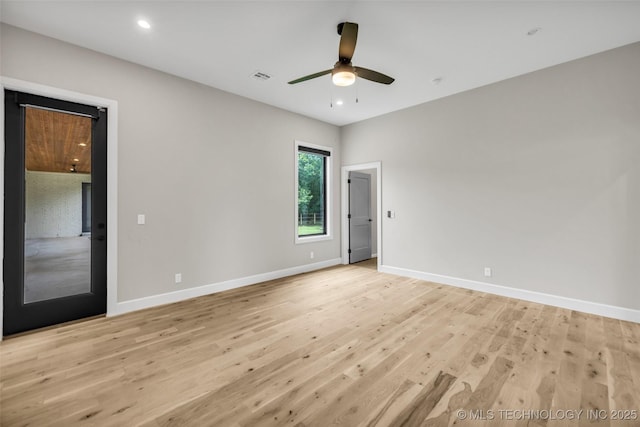 6364 N Blue Sage Dr, Owasso, OK 74055 - unfurnished room featuring a ceiling fan, light wood finished floors, and recessed lighting