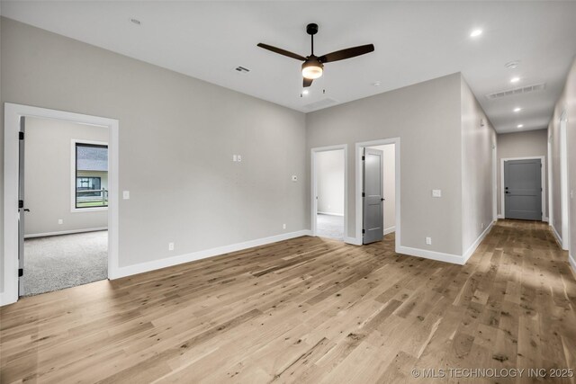 6364 N Blue Sage Dr, Owasso, OK 74055 - unfurnished bedroom featuring light wood-style floors, recessed lighting, and ceiling fan