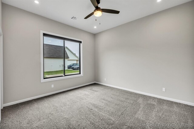 6364 N Blue Sage Dr, Owasso, OK 74055 - carpeted empty room with a ceiling fan and recessed lighting