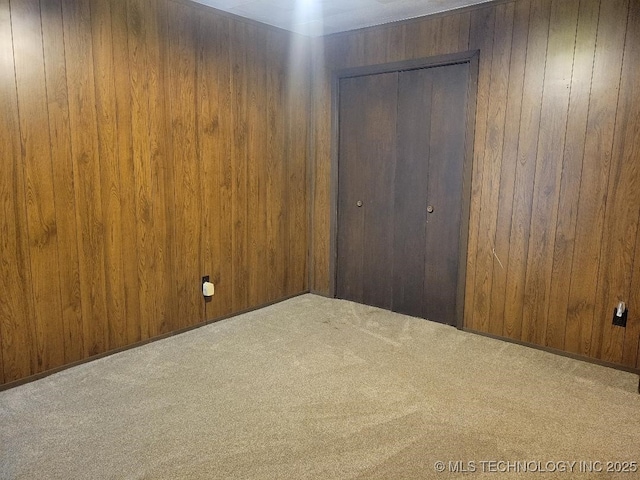 1296 Robin Hood Rd, Eufaula, OK 74432 - unfurnished bedroom with carpet floors and wooden walls