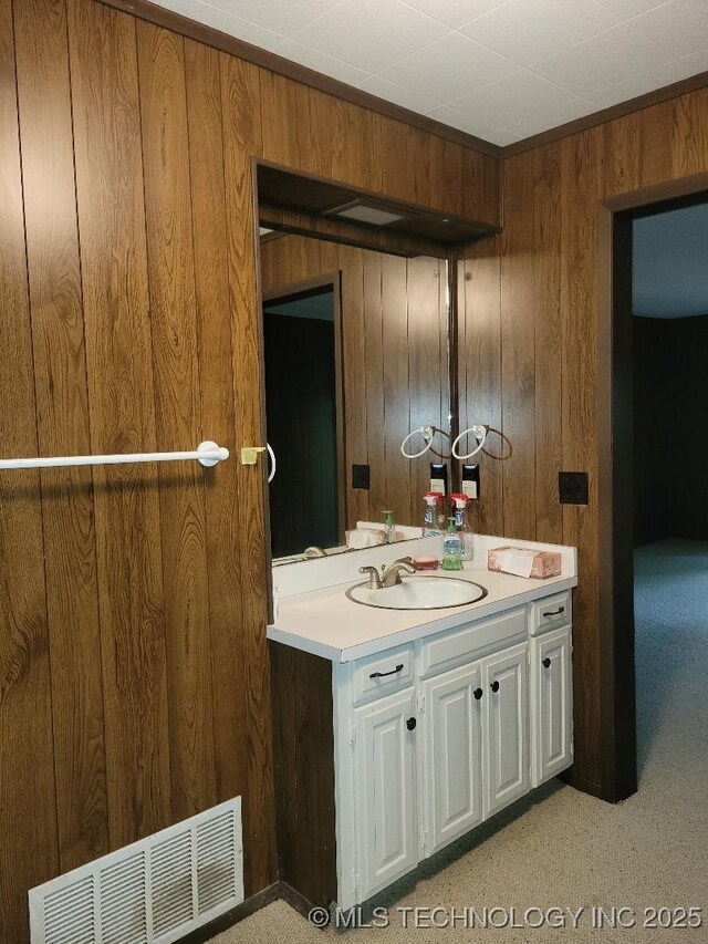 1296 Robin Hood Rd, Eufaula, OK 74432 - bathroom with wooden walls and vanity