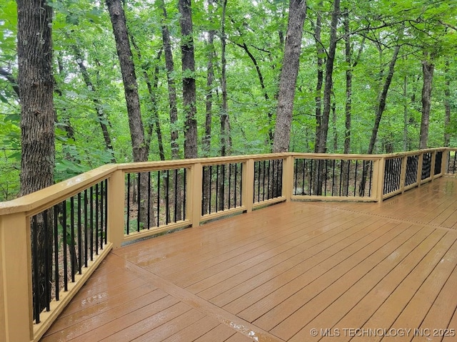 1296 Robin Hood Rd, Eufaula, OK 74432 - wooden deck with a forest view