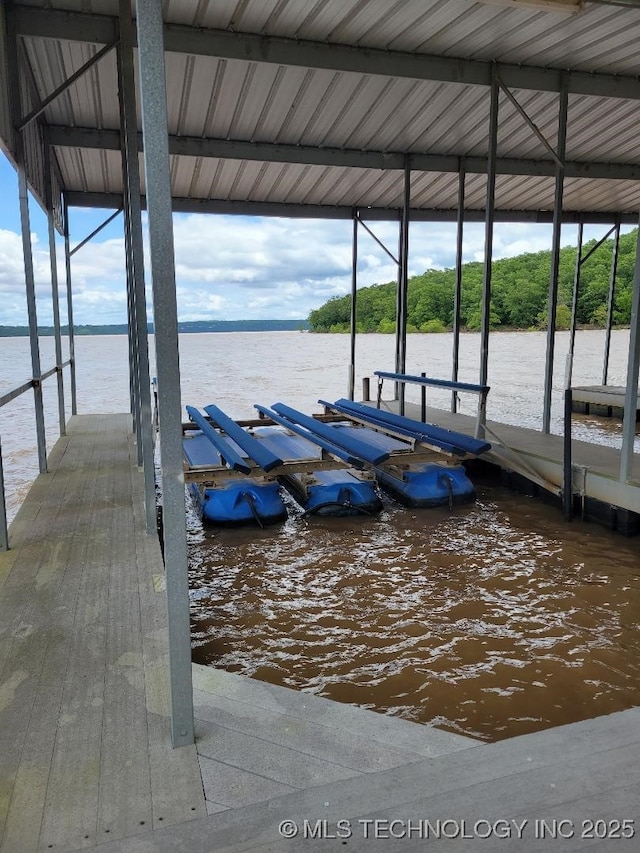 1296 Robin Hood Rd, Eufaula, OK 74432 - dock area with boat lift and a water view