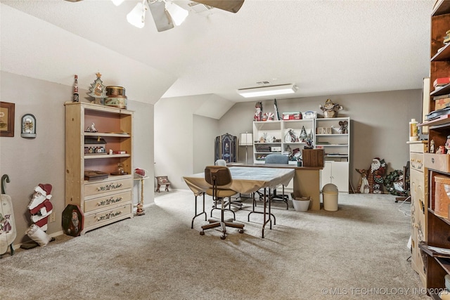 8609 S Joplin Ave, Tulsa, OK 74137 - office space featuring carpet flooring, a ceiling fan, and vaulted ceiling