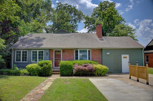 2328 S Delaware Ct, Tulsa, OK 74114 - cape cod home featuring a front yard, a chimney, and a shingled roof