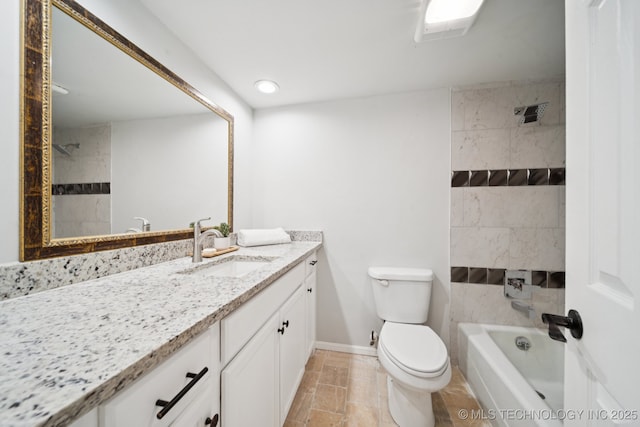 7927 S 86th E Ave, Tulsa, OK 74133 - full bath with vanity, shower / bath combination, recessed lighting, and stone finish floors