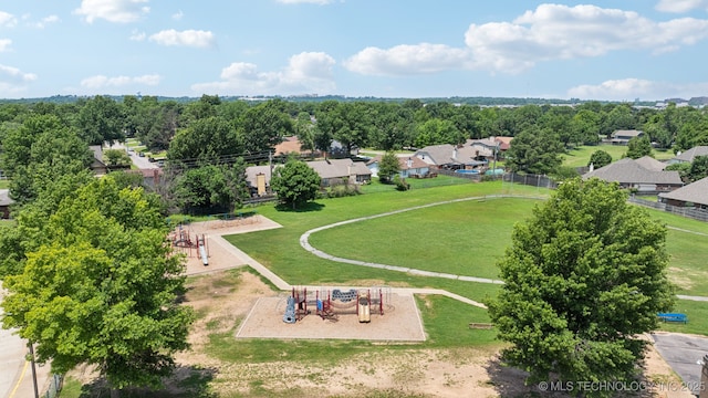 7927 S 86th E Ave, Tulsa, OK 74133 - aerial perspective of suburban area with a recreational park