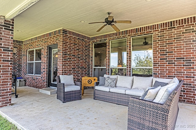 330 Loma Vista Ln, Skiatook, OK 74070 - view of patio / terrace featuring outdoor lounge area and ceiling fan