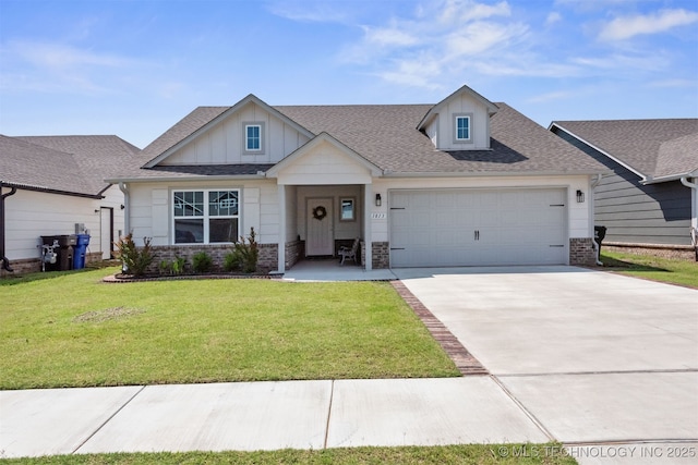 1813 E Van Buren Pl, Broken Arrow, OK 74011 - view of front of property featuring a garage, driveway, a shingled roof, and board and batten siding