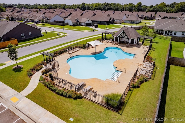1813 E Van Buren Pl, Broken Arrow, OK 74011 - community pool featuring a residential view, a patio, and a pergola