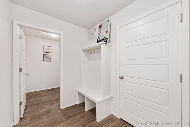 1813 E Van Buren Pl, Broken Arrow, OK 74011 - mudroom with dark wood-style flooring and baseboards