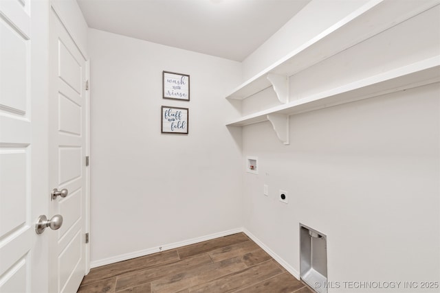 1813 E Van Buren Pl, Broken Arrow, OK 74011 - laundry room with hookup for an electric dryer, hookup for a washing machine, and wood finished floors