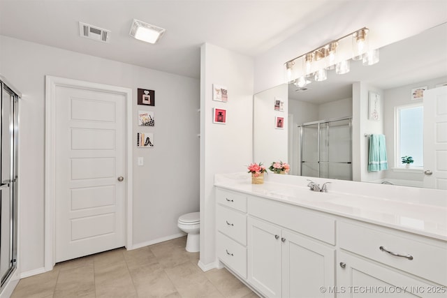 1813 E Van Buren Pl, Broken Arrow, OK 74011 - bathroom with vanity, a shower stall, and tile patterned flooring