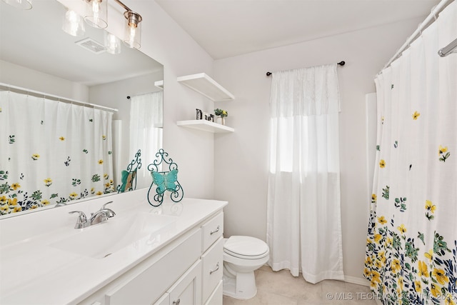 1813 E Van Buren Pl, Broken Arrow, OK 74011 - bathroom with plenty of natural light, vanity, tile patterned flooring, and curtained shower