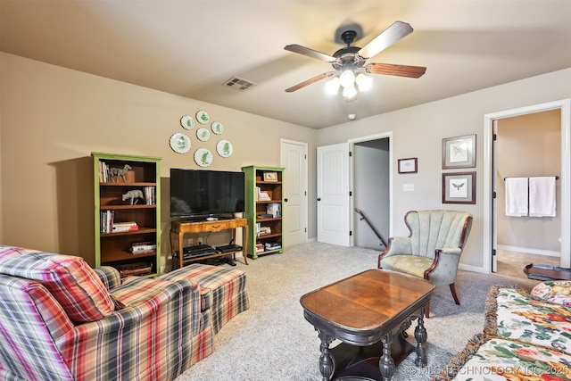 4733 S 167th E Pl, Tulsa, OK 74134 - carpeted living area with ceiling fan and baseboards