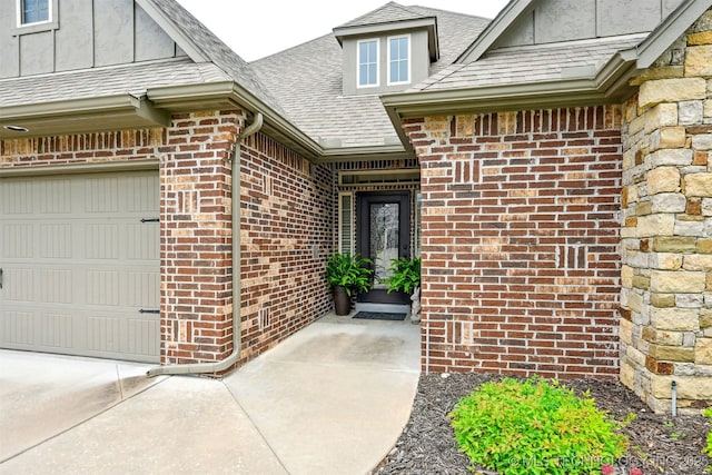 4733 S 167th E Pl, Tulsa, OK 74134 - entrance to property featuring roof with shingles and brick siding