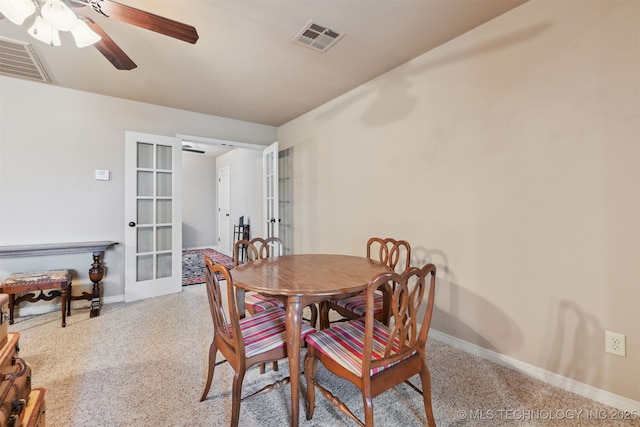 4733 S 167th E Pl, Tulsa, OK 74134 - dining space featuring french doors and ceiling fan