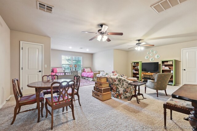 4733 S 167th E Pl, Tulsa, OK 74134 - carpeted dining space featuring a ceiling fan