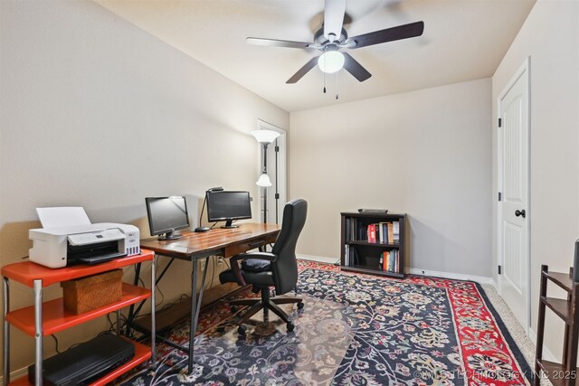4733 S 167th E Pl, Tulsa, OK 74134 - carpeted office with a ceiling fan and baseboards