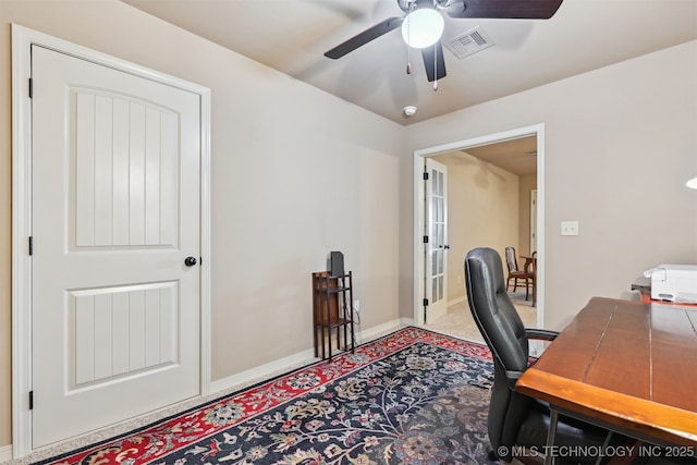 4733 S 167th E Pl, Tulsa, OK 74134 - carpeted office space with ceiling fan and baseboards