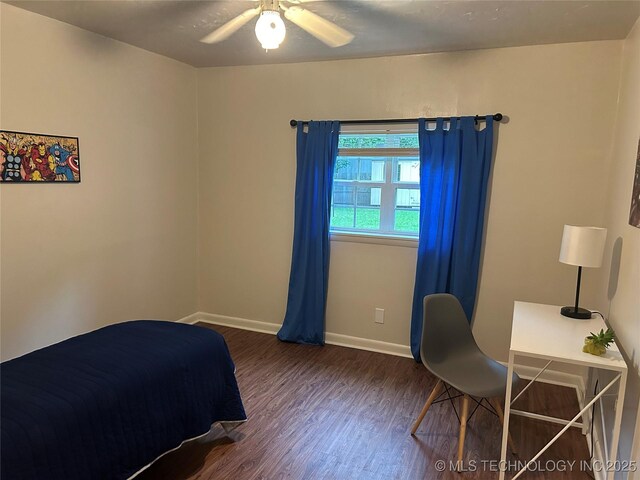 119 E Quesenbury, Sallisaw, OK 74955 - bedroom featuring wood finished floors and ceiling fan
