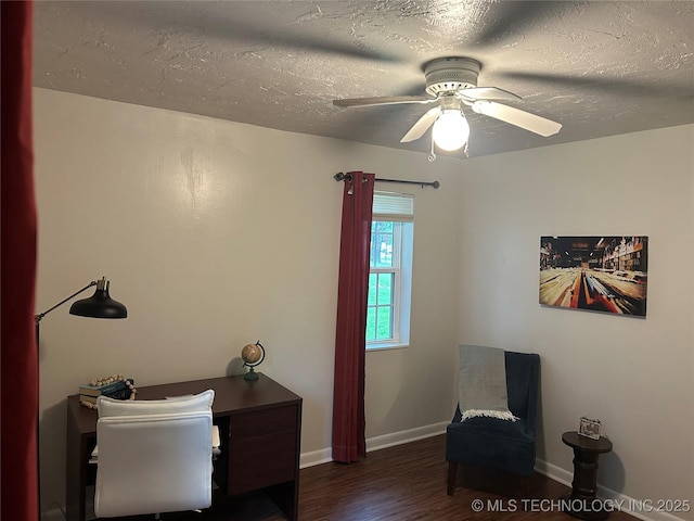 119 E Quesenbury, Sallisaw, OK 74955 - office with wood finished floors, ceiling fan, and a textured ceiling