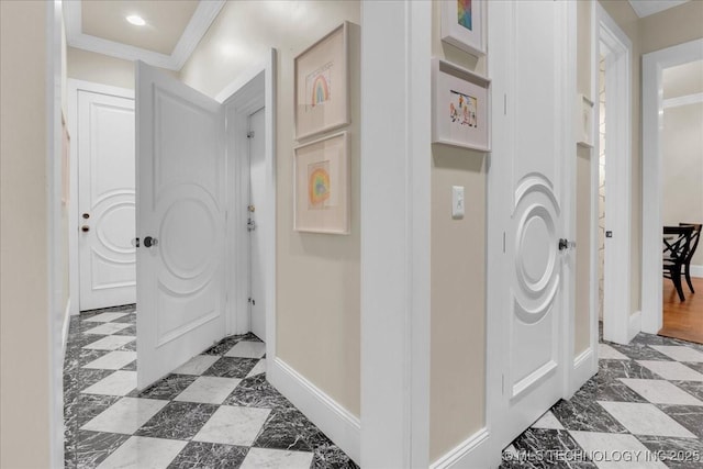 20565 E Clear Brook Rd, Owasso, OK 74055 - corridor with ornamental molding and baseboards