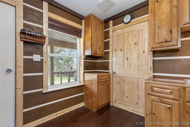 46367 County Road 553, Colcord, OK 74338 - kitchen with open shelves and dark wood-type flooring