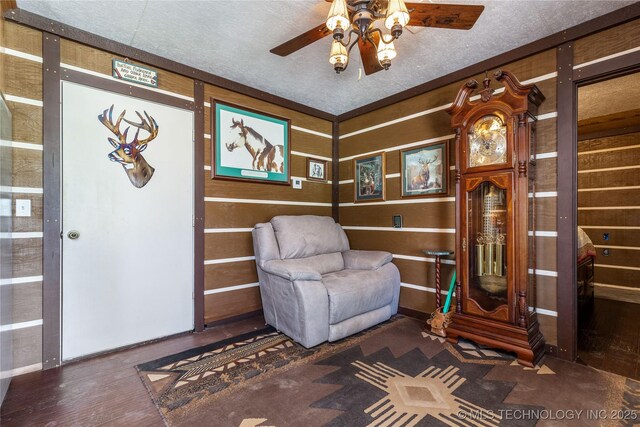 46367 County Road 553, Colcord, OK 74338 - living area with ceiling fan and wood finished floors