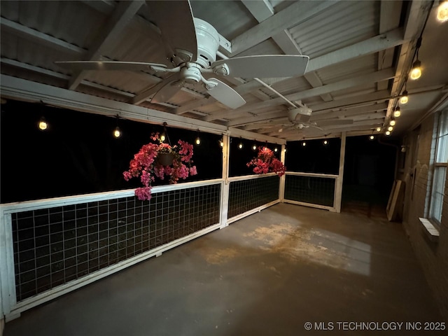 3180 E 2090th Rd, Hugo, OK 74743 - patio at night featuring ceiling fan
