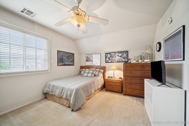 7721 E 101st Pl, Tulsa, OK 74133 - bedroom featuring light colored carpet, a ceiling fan, and lofted ceiling
