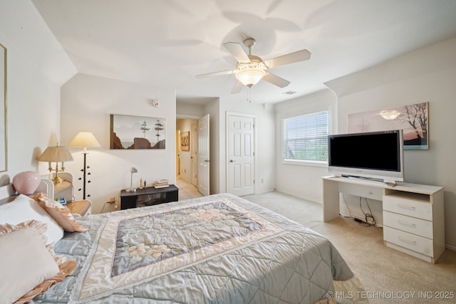 7721 E 101st Pl, Tulsa, OK 74133 - bedroom featuring light carpet and a ceiling fan