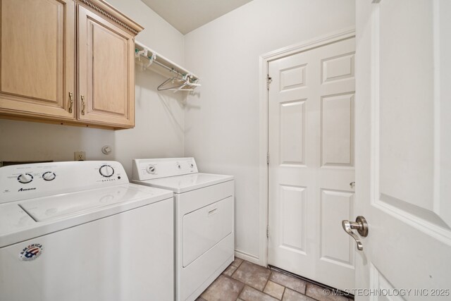 7721 E 101st Pl, Tulsa, OK 74133 - washroom featuring independent washer and dryer, cabinet space, and light stone finish floors