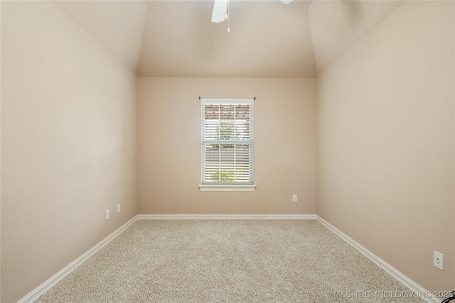 425 W 128th St S, Jenks, OK 74037 - spare room with ceiling fan, lofted ceiling, and carpet floors