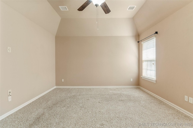 425 W 128th St S, Jenks, OK 74037 - unfurnished room featuring a ceiling fan, carpet, and lofted ceiling