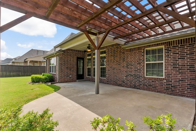 425 W 128th St S, Jenks, OK 74037 - view of patio with a ceiling fan and a pergola