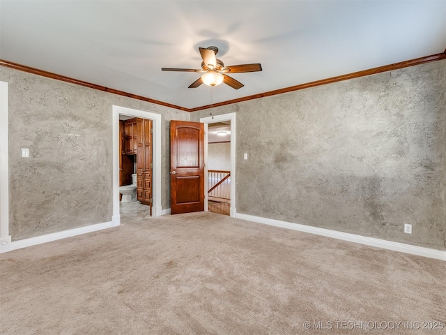 109 E Bk 800th Rd, Stigler, OK 74462 - carpeted spare room with ceiling fan and crown molding