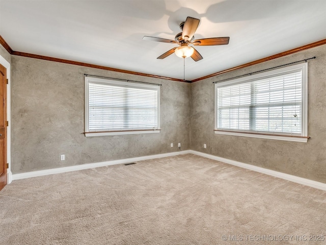 109 E Bk 800th Rd, Stigler, OK 74462 - carpeted empty room with crown molding and ceiling fan