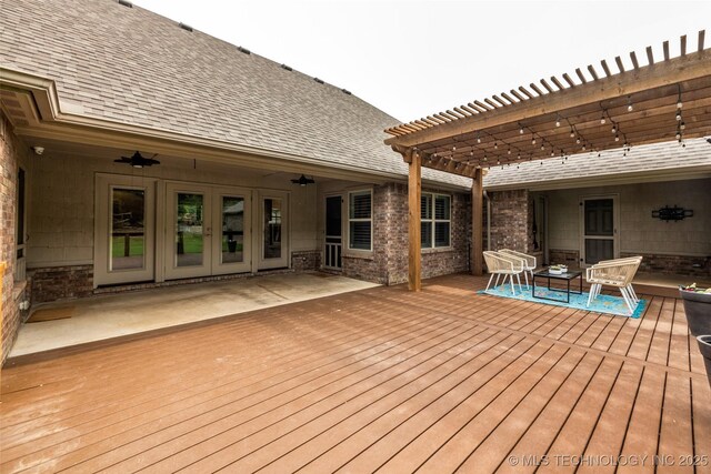 7380 Royalwood Way, Tulsa, OK 74131 - deck with a pergola and french doors