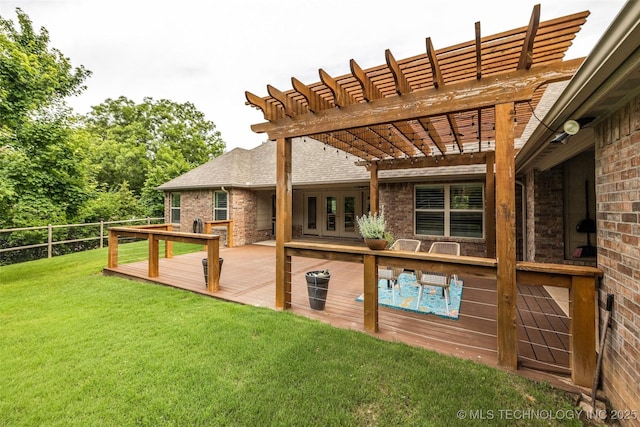 7380 Royalwood Way, Tulsa, OK 74131 - deck featuring a pergola and french doors