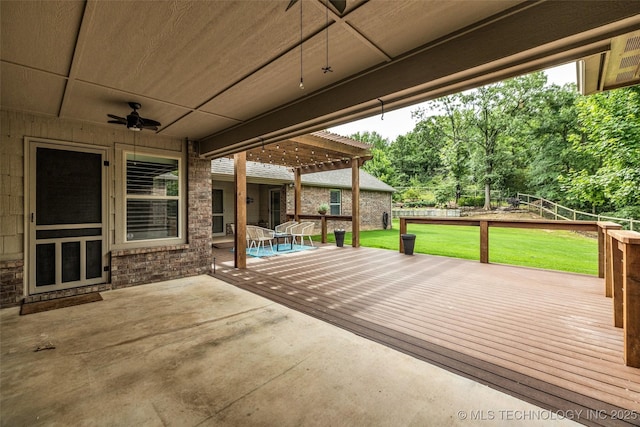 7380 Royalwood Way, Tulsa, OK 74131 - view of patio with a deck, a pergola, and ceiling fan