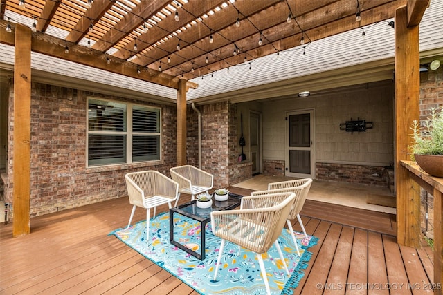 7380 Royalwood Way, Tulsa, OK 74131 - wooden terrace featuring a pergola