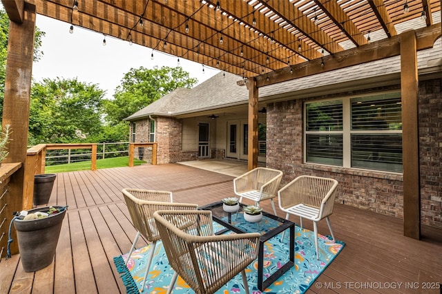 7380 Royalwood Way, Tulsa, OK 74131 - wooden deck with a pergola and french doors