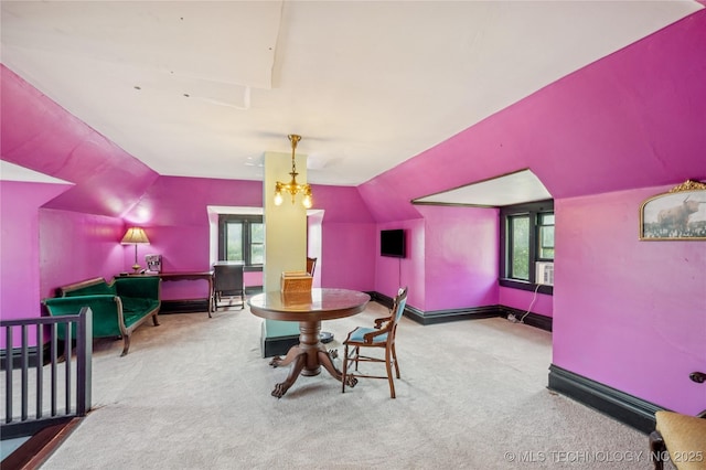 415 S 13th St, Muskogee, OK 74401 - dining area with lofted ceiling, healthy amount of natural light, and carpet flooring